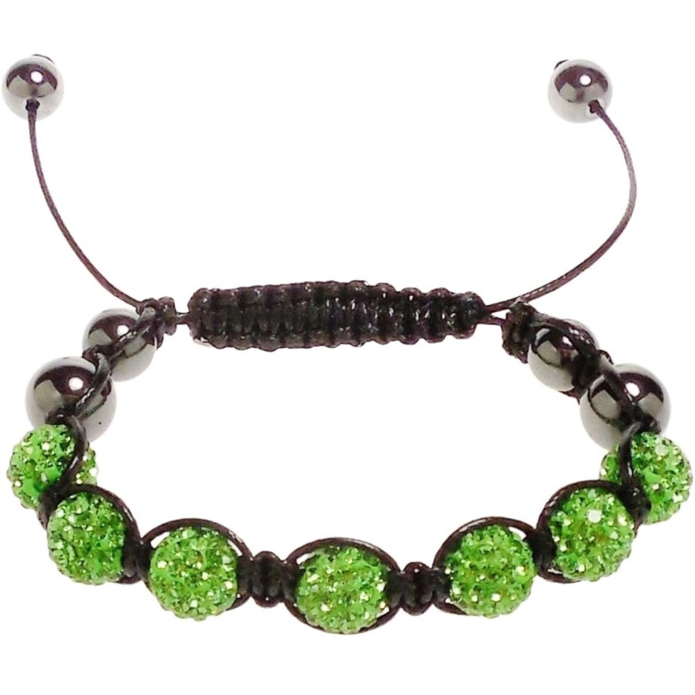 48 hour Sale Shamballa Style Bracelet Spring Green Crystal Beads